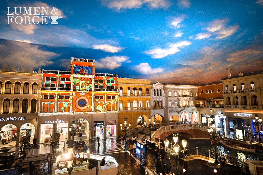 Venetian Las Vegas Projection Mapping Lumen And Forge Christmas