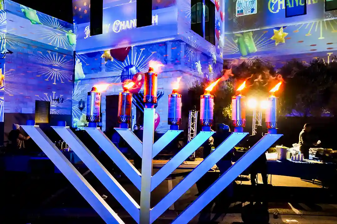 Synagogue Chabad Happy Chanukah Celebration Projection Mapping Menorah